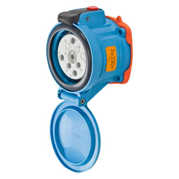 63-64073-972 - DSN60 RECEPTACLE POLY BLUE SIZE 3 TYPE 4X IP 69 3P+G 60A 250 VAC 60 Hz +2 AUX